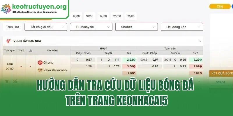KeoNhaCai5 - Tỷ Lệ Kèo Nhà Cái 5 Chuẩn Mới Nhất 24/7 Hướng dẫn tra cứu dữ liệu bóng đá trên trang Keonhacai5